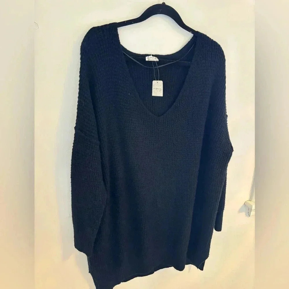Free People Black Cozy Sweater Dress NWT - Picture 3 of 6